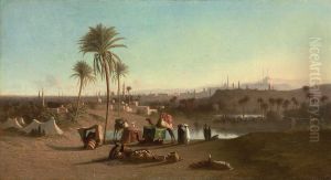 A View From The Desert Towards Cairo by Edouard Frere