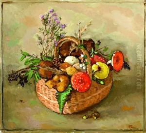 Paddestoelen In Rieten Mand