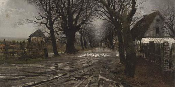 Geese On A Country Lane - view 1