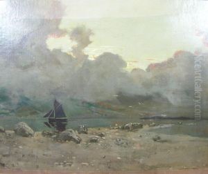 Sun Setting Over A Scottish Loch by Alexander Frew