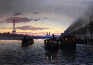 Nachtliche Ansicht Von Paris Mit Eiffelturm Und Trocadero
