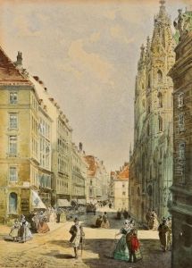 Stephansplatz In Wien by Johann Wilhelm Frey