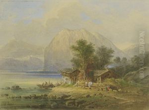 Am Ufer Eines Gebirgssees by Johann Wilhelm Frey