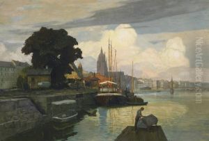 View On A Harbour From Frankfurt A
