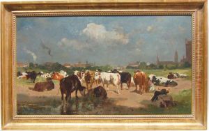 Kuhherde Vor Einer Industriestadt by Wilhelm Frey