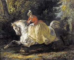 Elegante Dame Beim Reiten. by Conrad Freyberg