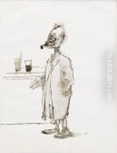 Rokande Man Med Tva Glas by Axel Fridell