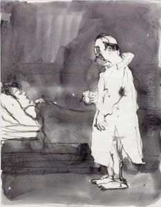 Sjalvportratt I Nattskjorta Iii by Axel Fridell