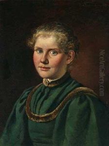 Portrait Eines Madchens Im Nerzverbramten Kleid by Wilhelm Friedenberg