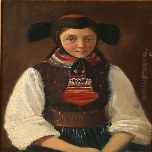A Young Girl In A National Costume by Julius Friedlaender