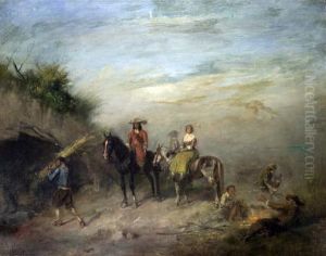 Hunting Party Beside An Encampment by Alfred Friedlander