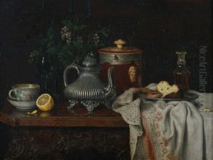 Tabletop Still Life With Peeled Lemon Andteapot by Camilla Friedlander