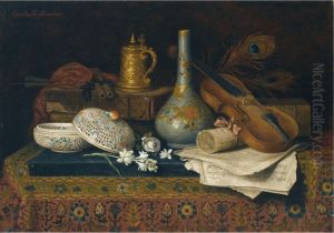 A Still Life With Chinese Artefacts And A Violin