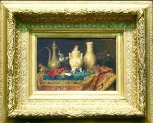 Still Life With Japanese Vase, Persian Ewer, Carved Ivory Fan Andother Decorative Objests