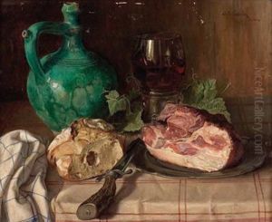 Stillleben Mit Krug Und Jause by A. C. Friedrich
