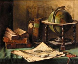 Still Life With Globe And Books On A Desk