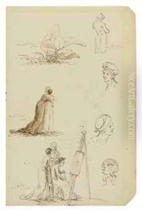 Etude De Tetes, Figures Et Feuillages Etude De Tetes, Figures Et Feuillages