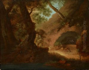 Wolfe Im Wald Vor Einer Hohle by Caspar David Friedrich