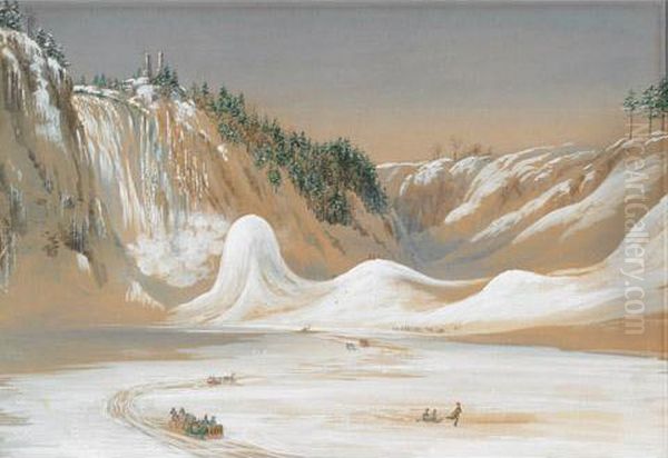 Crossing The Ice Beneath The Falls - view 1