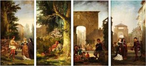 Satz Von Vier Gemalden Mit Szenen Ausromeo Und Julia by Anna Fries
