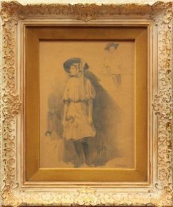 Women Wearing Hats And Portrait Of A Soldier by Charles Arthur Fries