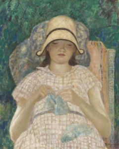 Girl Knitting by Frederick Carl Frieseke