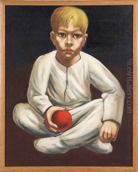 Seated Boy With Red Ball - view 1