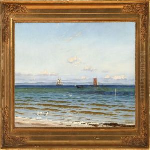 Klar Sommerdag Ved En Strand Mellem Oerne by Hans Gabriel Friis