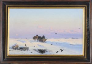Sledding In A Winter Landscape by Hans Gabriel Friis