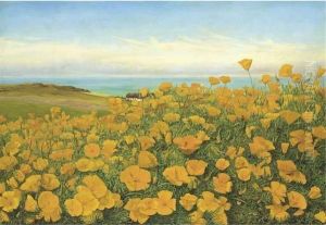 A Field Of Buttercups By The Coast