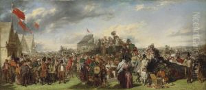The Derby Day: The 'first Study' For The Celebrated Painting by William Powell Frith