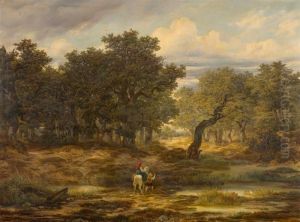 Forest Landscape With Figures. 1848. by Melchior Fritsch