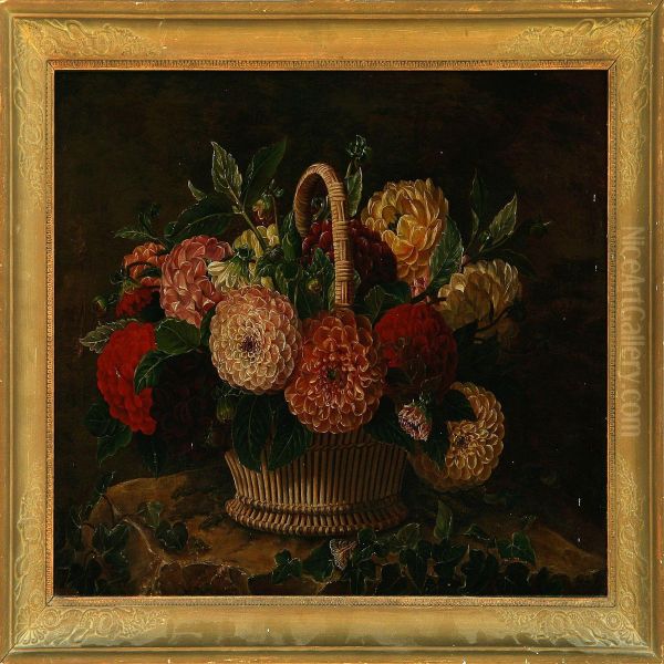 Still Life With Dahlias In A Basket - view 1