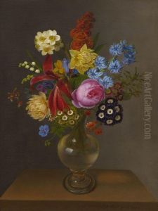 Blumen In Glasvase. by Claudius Ditlev Fritzsch