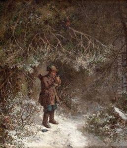 "jager Im Winterwald, Eine Pfeife Rauchend by Bernhard Froehlich