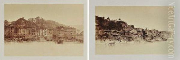 Quais De Saone Au Nord De Lyon Vers 1850/55. - view 1