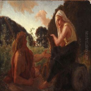 Shepherd Talking With A Woman by Lorenz Frolich