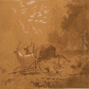 Hunting Dogs And Fleeing Elks by Lorenz Frolich
