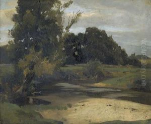 Bewaldete Landschaft Mit Bach by Otto Frolicher