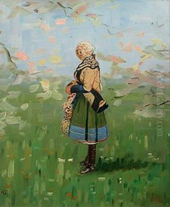 Girl In A Folk Dress by Anton Frolka