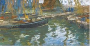 Boats At Rest, November Morning by Charles Henry Fromuth