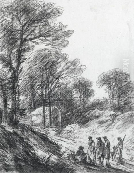 Wooded Landscape With Five Figures - view 1