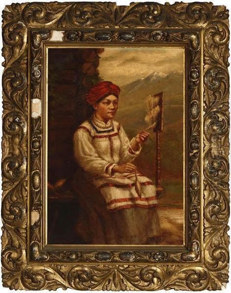 Woman Knitting - view 1