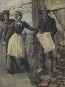 Man Reading The News by Arthur Burdett (Sr.) Frost