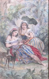 Two Girls With Deer by William Edward Frost