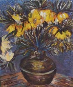 Still Life Study Of Mixed Flowers In A Vase by Roger Fry