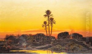 An Arab Camp At Sunset