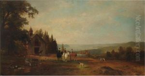 Hudson River Landscape With Equestrian Group by Herman Fuechsel
