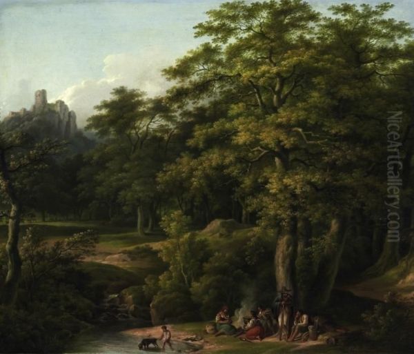 Resting Folk In A Forest Landscape - view 1