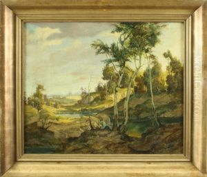 Romantische, Von Baumen Gesaumte Fluslandschaft